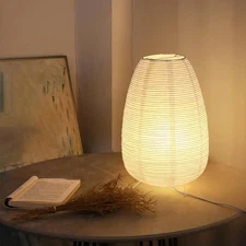 Anicompa Rice Paper Lamp for Desk, Japanese Paper Table Lamp with 3 Color, Wa...