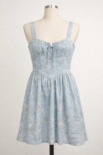 American Eagle Blue Floral Sundress Juniors Medium Smocked Back Tie Straps