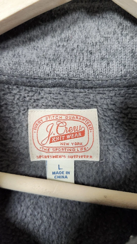 J Crew Vest Mens Large Gray Knit Fleece Full Zip Pockets Casual Layer Wear - Image 4 of 4