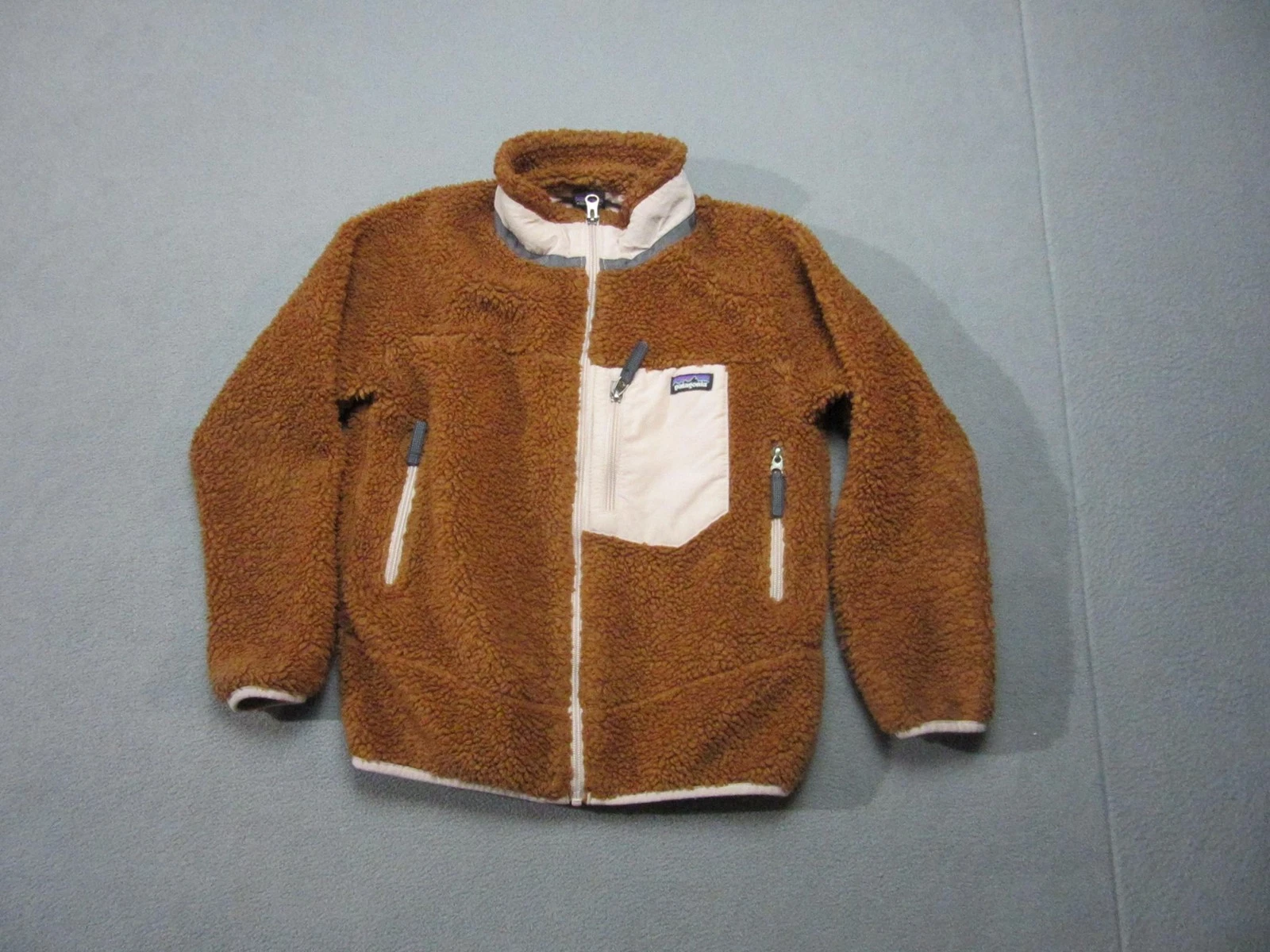 Patagonia Jacket Kids 10 Brown Retro-X Sherpa Fleece Full Zip Outdoor Casual