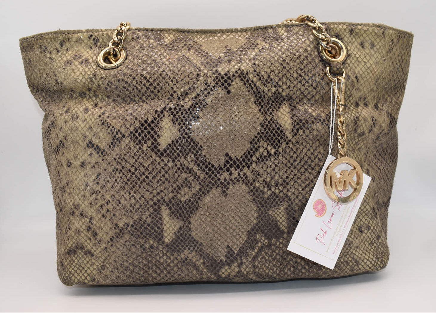 Michael Kors Python Embossed Leather Chain Strap … - image 1