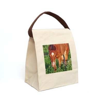 Equine Foal Portrait Canvas Lunch Bag With Strap