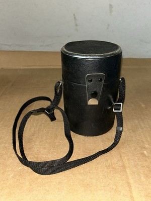 Vintage Unbranded Hard Lens Case With Strap For 5'' Long & 2.25'' Diameter #73196