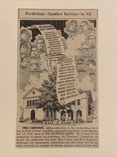 Miller Huggins Bill McKechnie Harry Hooper HOF 1961 Sporting News 4X7 Cartoon