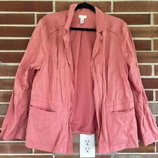 Chico s Pink Shiny Open Front Blazer Jacket Women s Sz 3 A3737