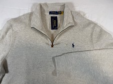NWT Polo Ralph Lauren Quarter Zip Gray Pullover Blue Pony Men's Size 2XL 125