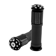 2PCS Motorcycle Grips Non-Slip,Stylish 1"  7/8" Handlebar Grips,Aluminum Black