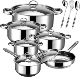 Stainless Steel Pan Set 12pcs Induction Pan Set Frying Pan Sauce Pan