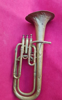 J. GARAT LYON numéro 314 Ancien tuba basse 3 pistons cuivre 1900 musique - Photo 1/4