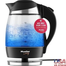 Electric Kettle Fast Boil 1.8L Tea Kettle Cordless Auto Shut Off LED Light Glass