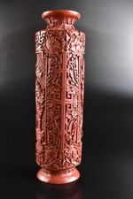 中国　紅釉　面取六角瓶　V　R5455B 中国 紅釉 面取六角瓶 V R5455B