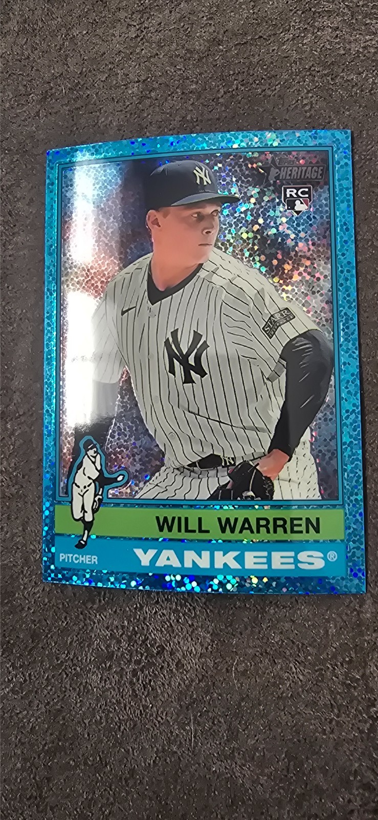 2025 Topps Heritage - Will Warren #281 Chrome Light Blue Sparkle Refractor (RC)