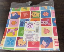 VTG Disney Gift Wrapping Paper Winnie The Pooh 2 Flat Sheets 