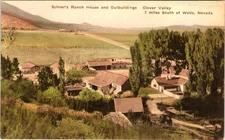 Clover Valley, NV Nevada SCHOER'S RANCH HOUSES Elko County HAND COLORED Postcard