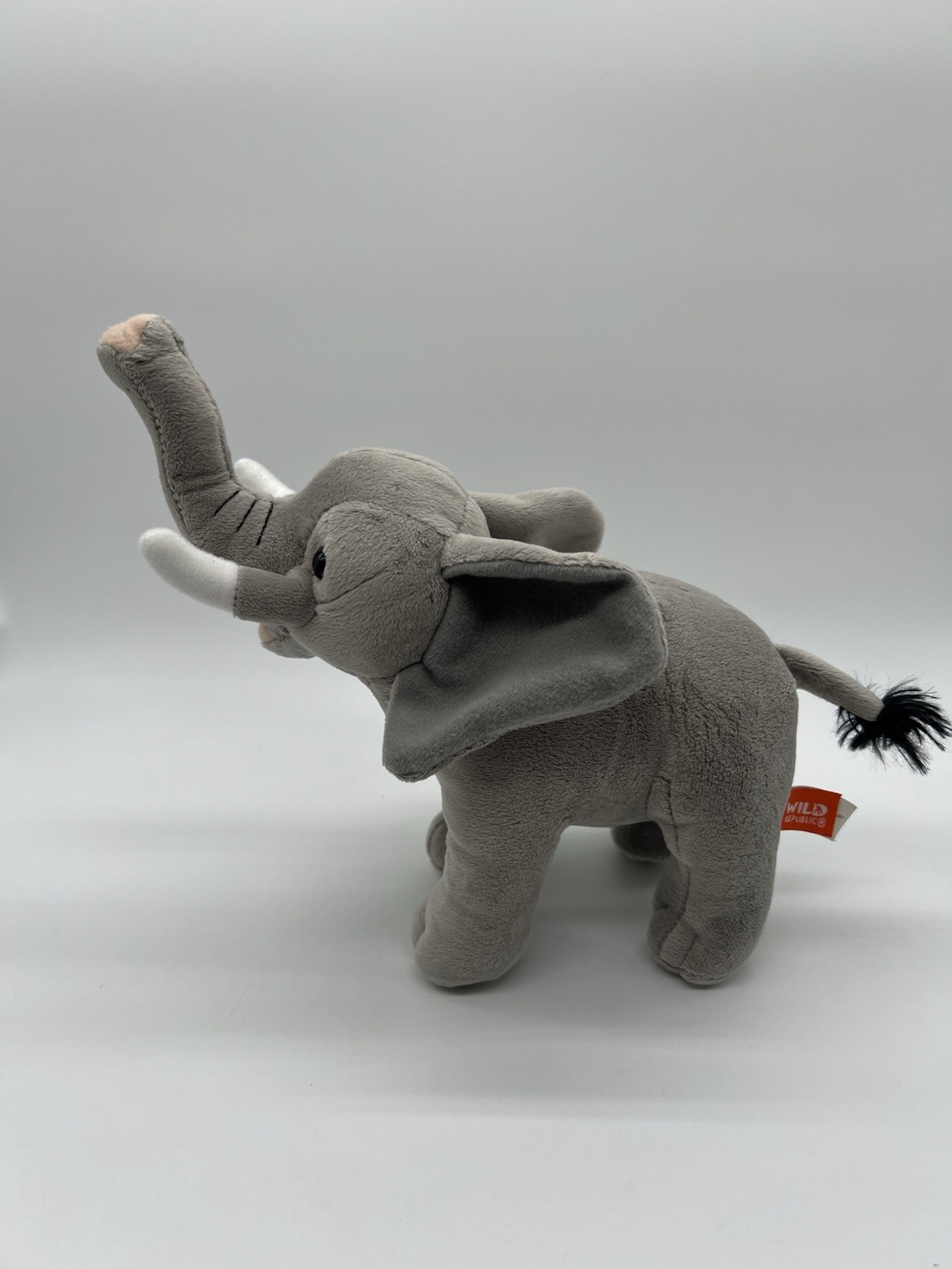 Wild Republic Elephant Grey Plush With Tusks Raised Trunk Stuffed Animal Toy