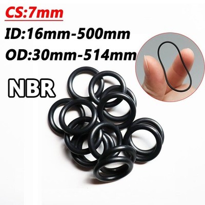 7mm Schnurstärke O-Ringe Oring Ø Innen 16mm - 500mm NBR Ring Dichtung Dichtring