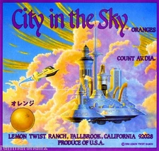 Fallbrook City in the Sky Orange Crate Label Art Print