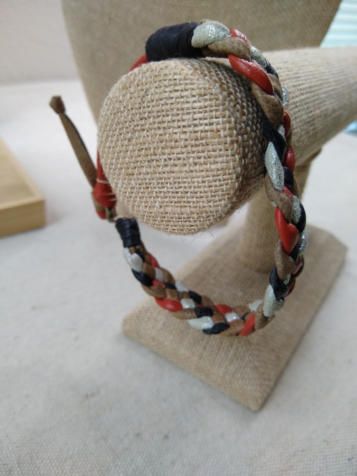 Vintage Artificial  Leather Braided Bracelet or Anklet - 10" - Brown