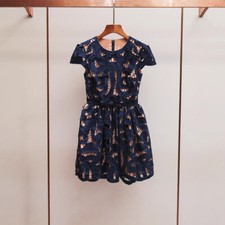 Self-Portrait Womens Summer New Hollowed Out Lace Round Neck Short Sleeve Dress