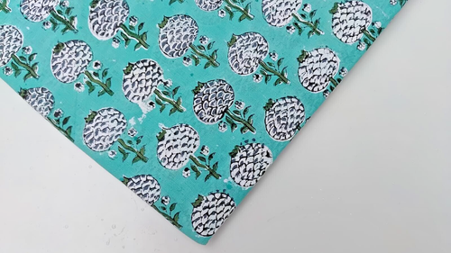 5 Yard Block Print Fabric Dressmaking Fabric Indian Printed Running Fabric - Picture 4 of 5