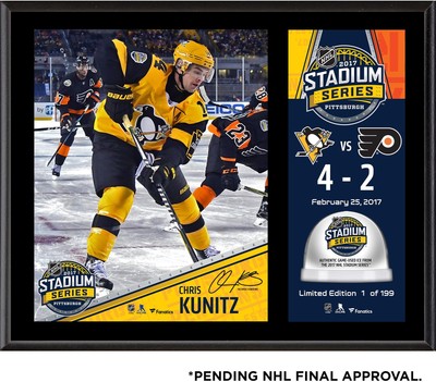 Chris Kunitz Pittsburgh Penguin 12x15 2017 Stadium Series Plaque & Game-Used Ice