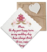 White Cotton Handkerchief W/Scallop Edge Print Wedding Gift Mom