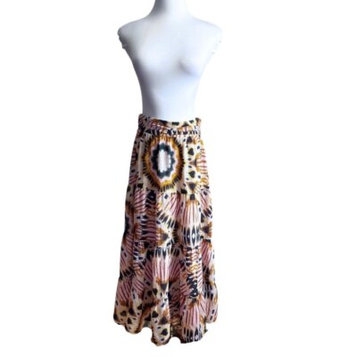 BASH CLAREN TIERED COLORFUL MIDI SKIRT - S