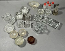 Large Dealer Junk Lot of Vintage Glass Salt Dips Dishes Cellars Shakers 
