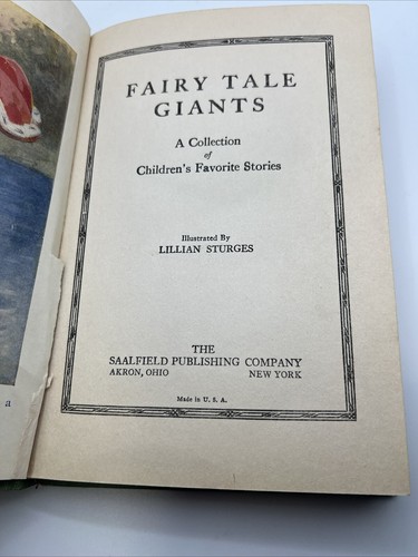 1926 FAIRY TALE GIANTS Saalfield JOHN NEWBERY SERIES Illustrated LILLIAN STURGES - Picture 4 of 9