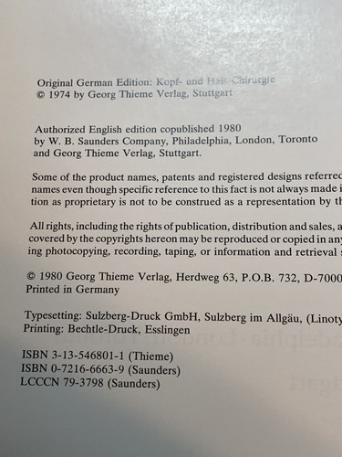 Head and Neck Surgery Face and Facial Skull Chapters 1-7 1980 ISBN 0-7216-6663-9 - Picture 3 of 20