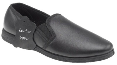 Schläfer HADLEY MS414 Voll Echtleder Indoor Hausschuhe Schwarz Softie Leder