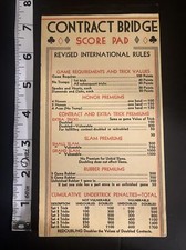 Contract Bridge Score Pad Card Game Sheets 1950s Vintage