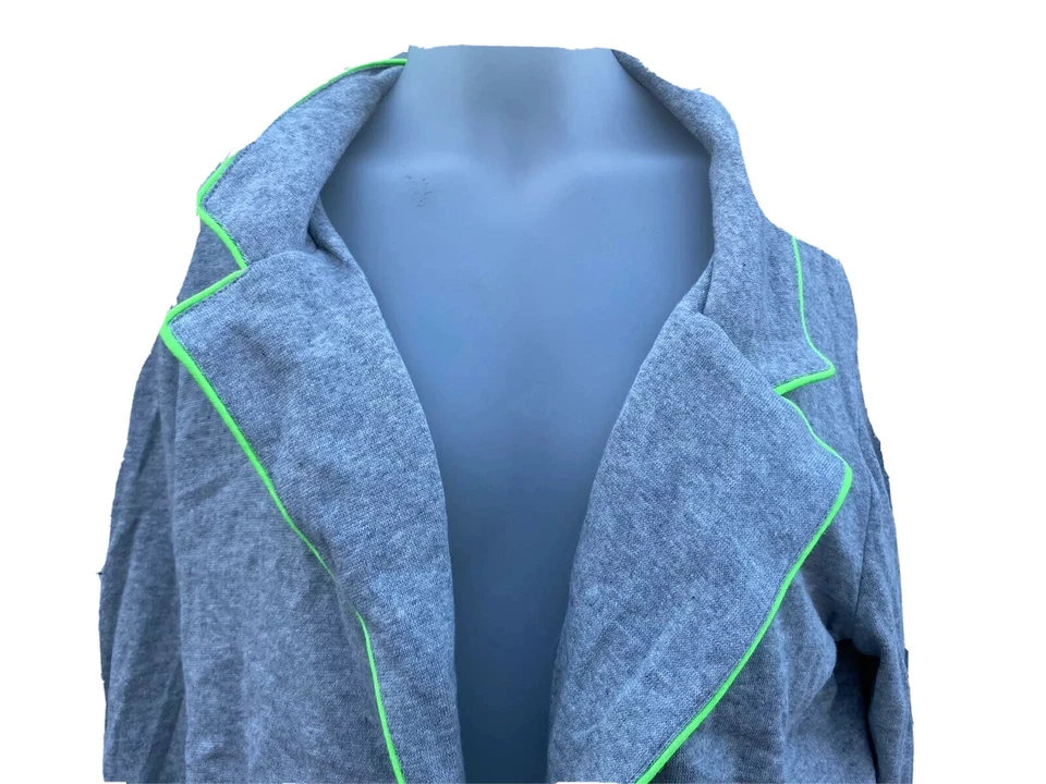 Jaqueta Blazer Sombra Jrs Tamanho Grande Cinza Acabamento Verde Neon Botão Único - Imagem 2 de 4