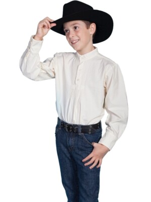 Scully Kids Ivory Gambler Western Shirt, Size Medium