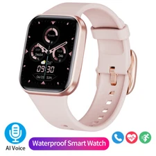 Pink Bluetooth Smart Watch – Fitness Tracker, Heart Rate, GPS, Waterproof, Touch