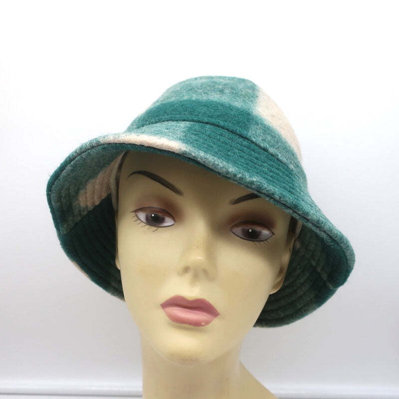 ★【Isabel Marant】★HALEYH TARTAN CHECK BUCKET HAT★ Isabel Marant Haley Bucket Hat Green Checked Wool Felt Size