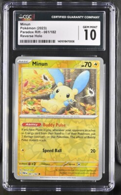Pokémon TCG Minun Paradox Rift 061/182 Reverse Holo Common Low POP