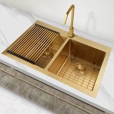 	Double Bowl Kitchen SinkDrop in Kitchen Sink 33 X 22 InchGold Kitchen SinkTop	