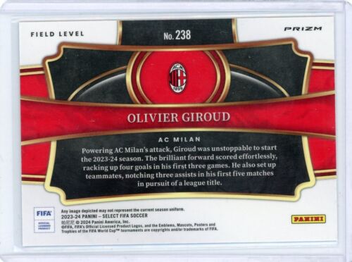 Olivier Giroud 2023-24 Panini Select FIFA Purple Mojo Field Level #238 AC Milan - Imagen 2 de 2