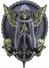 Biker Patch Grim Reaper Chains Large Back embroidered Patch for Jackets sew on
