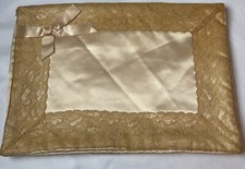 Vintage Satin Lingerie Bag Pink Beige Lace Trim Large 16 x11 Hand Made 50 s