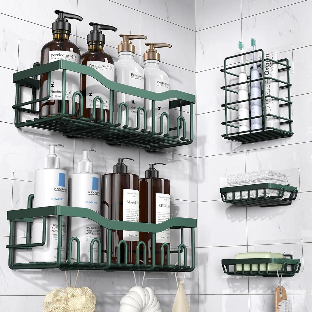 Shower Caddy 5 Pack,Adhesive Shower Organizer for Bathroom Storage&Home Decor&Ki