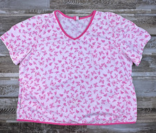 Women's Barco scrub top pink breast cancer ribbon Nurse Medical