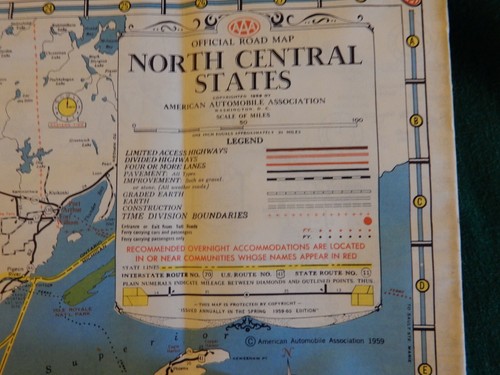 AAA Straßenkarten North Central / South Central States 1959 - 1960 Original - Bild 3 von 9