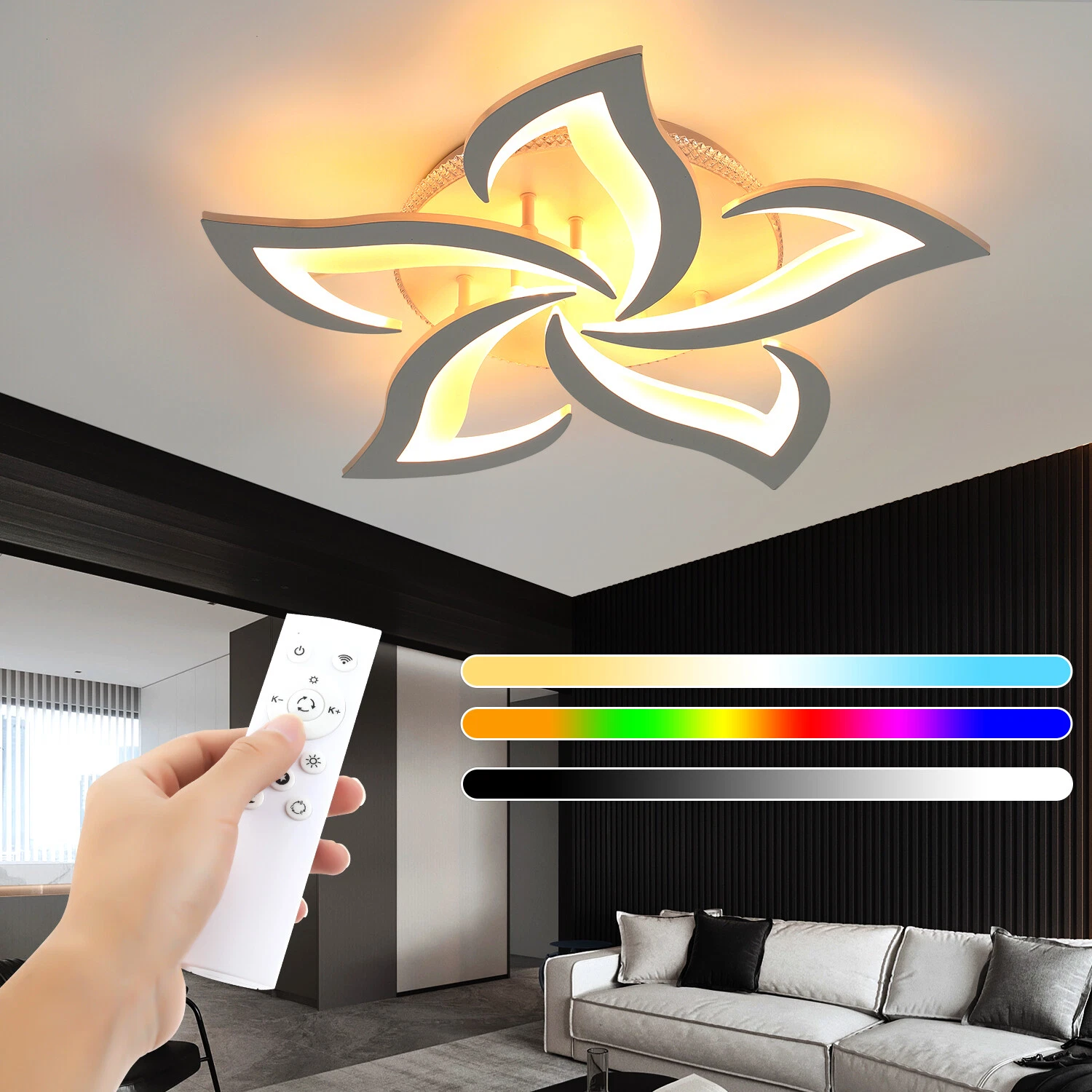 Dimmable LED Petal Ceiling Light with Remote UK