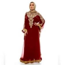 SALE Luxury Bedded Crystal Work Moroccan Dubai Kaftan Wedding Bridesmaid Dress