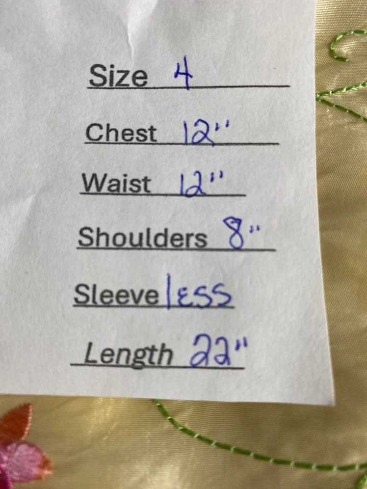 Hartstrings Embroidered Floral Yellow Toddler Short Sleeve Dress Lined Size 4 - Image 2 of 4