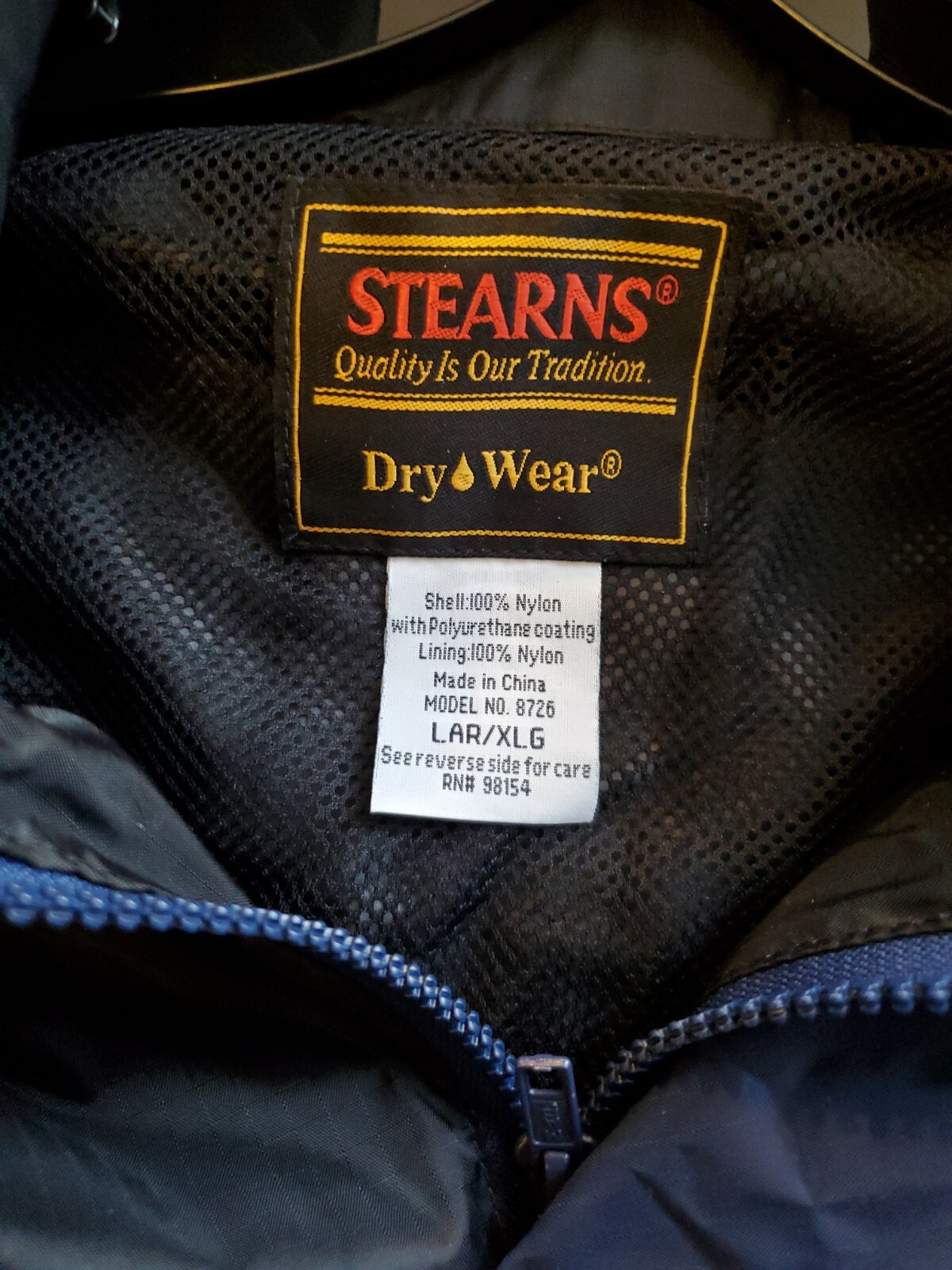 Stearns Dry Wear Rain Jacket Mens XL Blue Black Hood… Gem