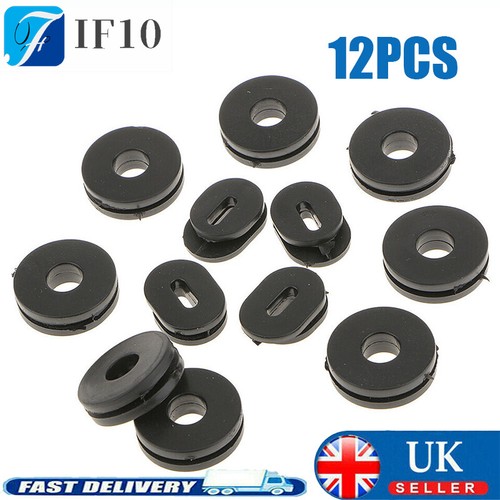 12Pcs Motorcycle Oval Round Rubber Side Black Cover Grommets For - Foto 3