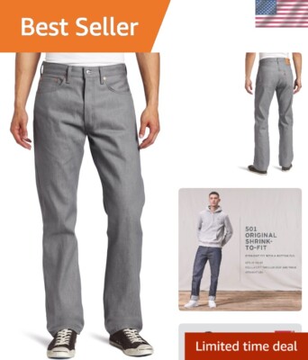 Men's 501 Original Silver Rigid Shrink-to-Fit Jeans - Authentic Legacy